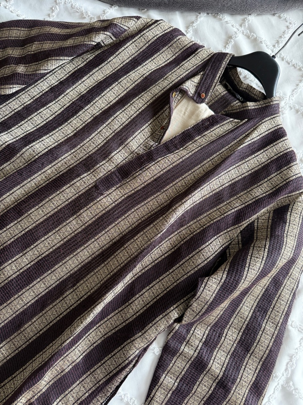 Striped Kurta Top in Black and Cream with Pants